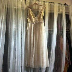 cream ivory white needle & thread dress